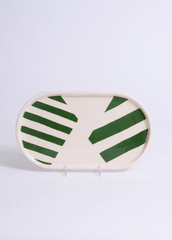 DT Small Oval Tray with Trans Design in Green