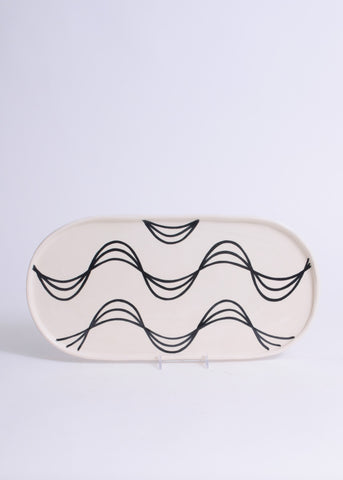 DT Large Oval Tray with Wave Design in Black