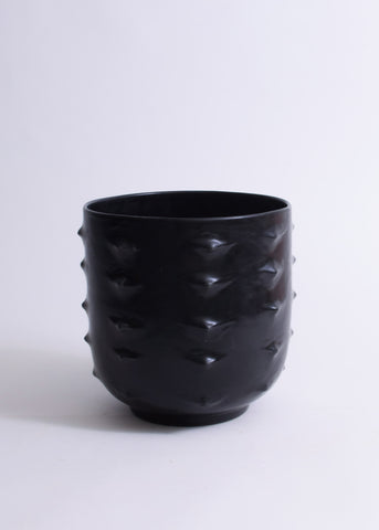 Small Cachepot with Nopales Design in Matte Black