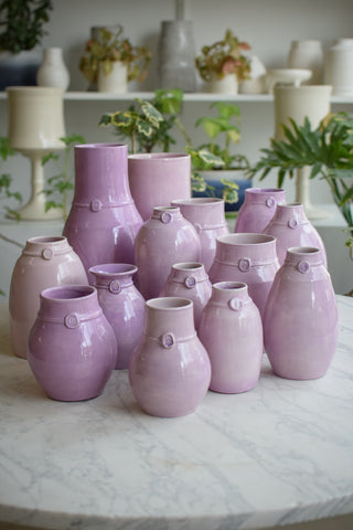Banded Vases in Lavender Glaze - In Stock for your Valentines Day Cutie
